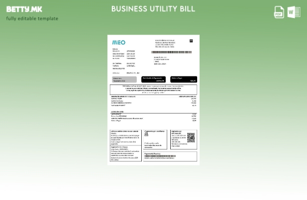 Модерен стил Португалија MEO шаблон за деловна сметка за комунални услуги
